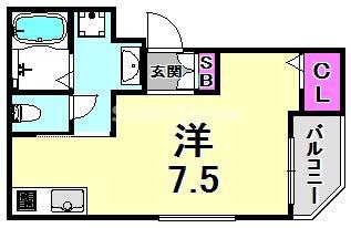 ワコーレヴィータ神戸上沢通サウス(ワンルーム/3階)の間取り写真