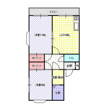 トリヴァンベール5番館(2LDK/3階)の間取り写真