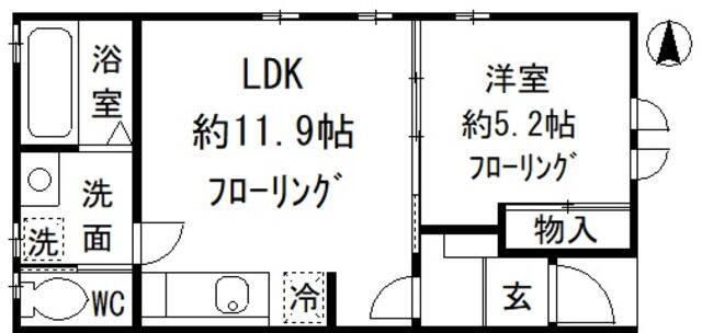 QUATRE SAISONS(1LDK/1階)の間取り写真