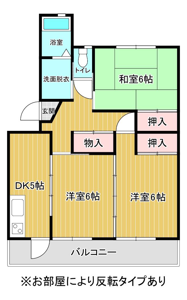 プライムコートA(3DK/3階)の間取り写真