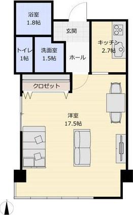 錦ハーモニービル(ワンルーム/10階)の間取り写真