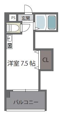 タゼアマンション(ワンルーム/6階)の間取り写真