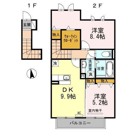スチムラス(2DK/2階)の間取り写真