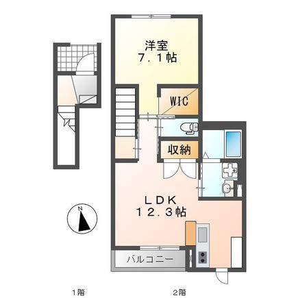 パートリエ下村(1LDK/2階)の間取り写真
