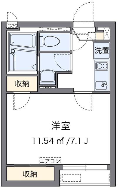 クレイノレーヴ かえで(1K/2階)の間取り写真