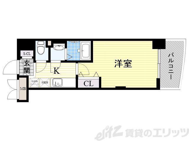 LUXE淡路II(1K/13階)の間取り写真