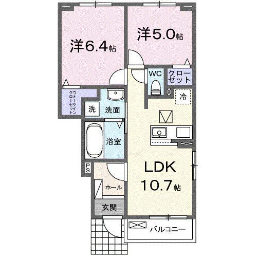 グレース辰の木(2LDK/1階)の間取り写真