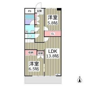 フローラ大塚壱番館(2LDK/6階)の間取り写真