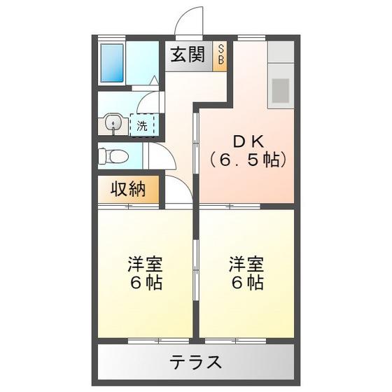 エンジェルハイム(2DK/1階)の間取り写真