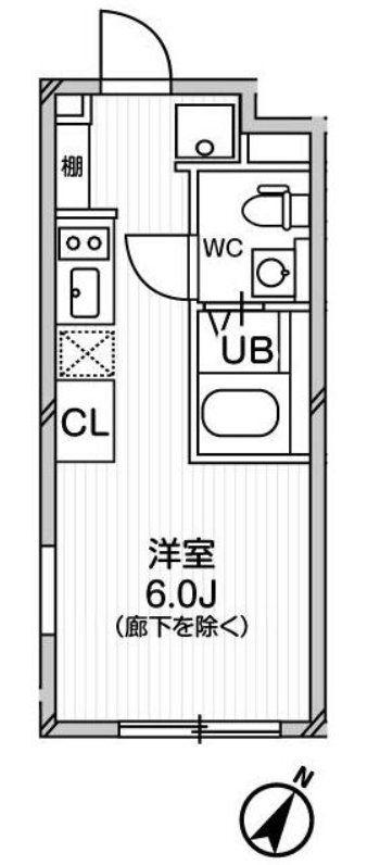 エグザム中目黒2(1K/2階)の間取り写真