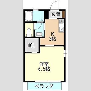 ボナールII(1K/1階)の間取り写真
