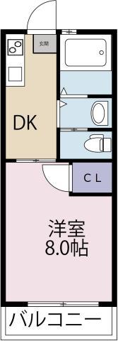パレスヨーコー(1DK/2階)の間取り写真