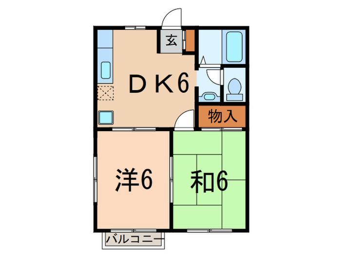 コーポ・セントヴァレイA(2DK/1階)の間取り写真