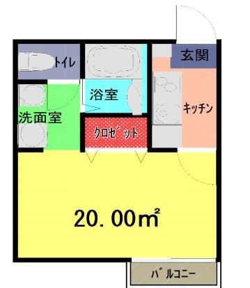 アークプレイス上尾春日(1K/1階)の間取り写真