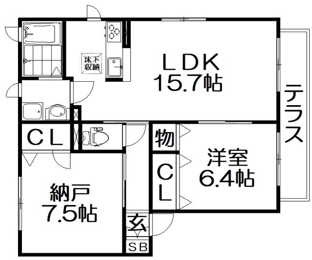 シャーメゾン明徳1番館(2LDK/1階)の間取り写真