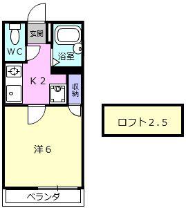 CLAIR(1K/2階)の間取り写真