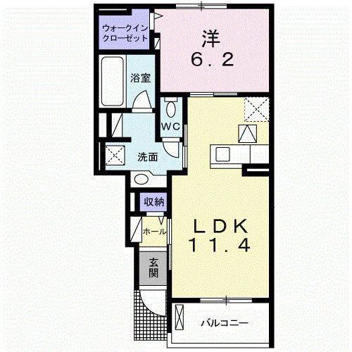 グラースI(1LDK/1階)の間取り写真