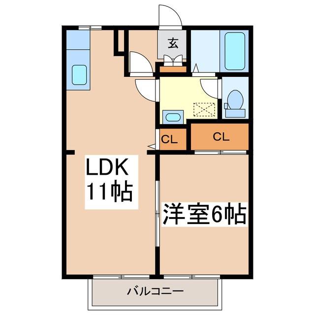 ディアコートA(1LDK/1階)の間取り写真
