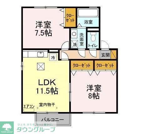 リビングタウン野田A・B・C(2LDK/1階)の間取り写真