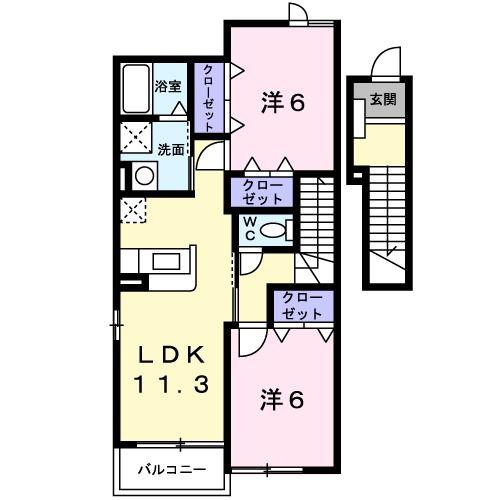 ウイズダムパレスA(2LDK/2階)の間取り写真