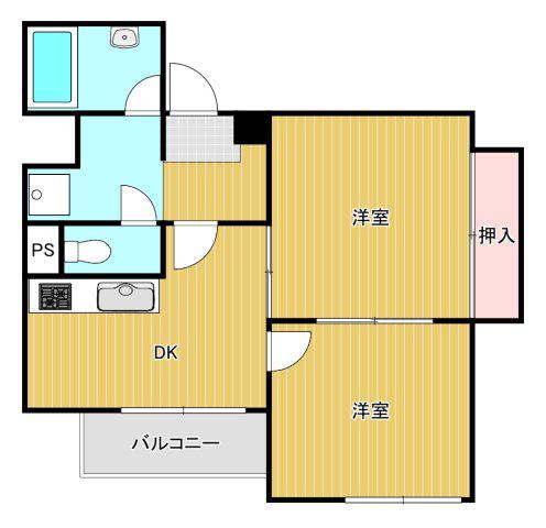 南堀江SKビル(2DK/4階)の間取り写真