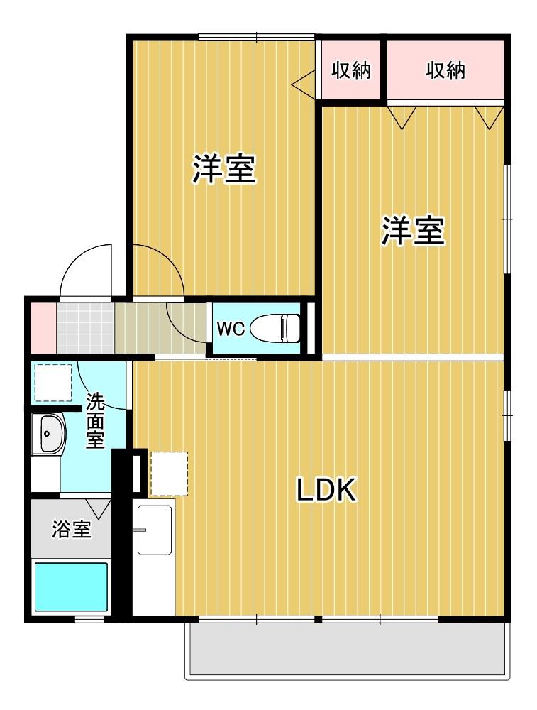 インターシティ泉(2LDK/2階)の間取り写真
