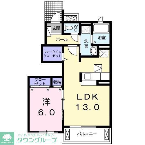 パルテールB(1LDK/1階)の間取り写真