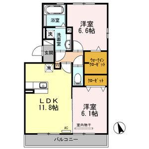 イモービリアーレ・タンタン II棟(2LDK/2階)の間取り写真