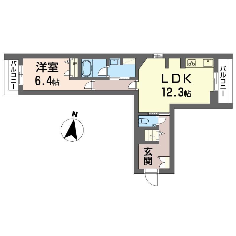ルナマーレ鎌倉(1LDK/2階)の間取り写真