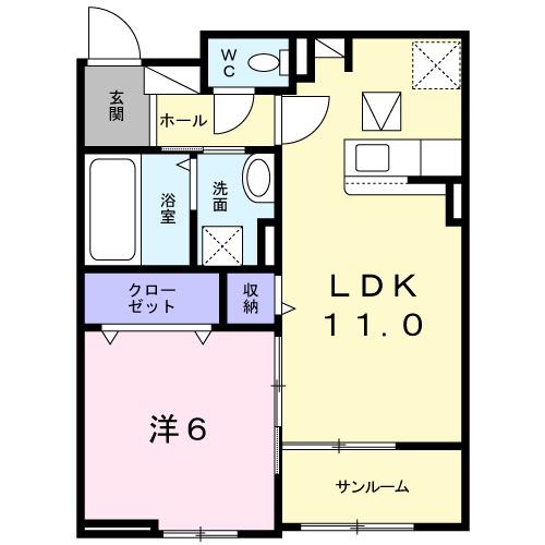 フェリア太田B(2LDK/1階)の間取り写真