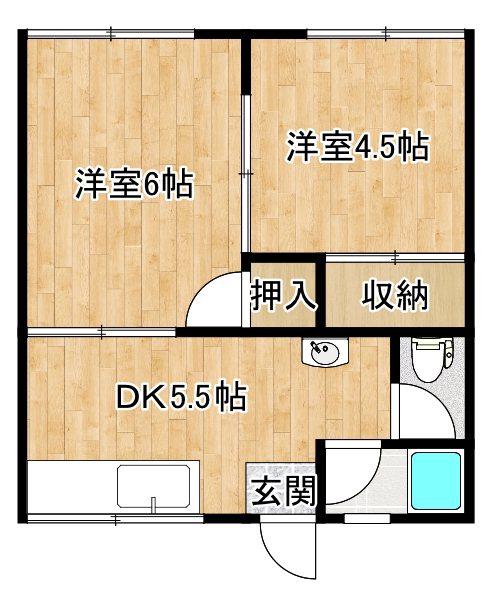ちとせ荘(2DK/2階)の間取り写真