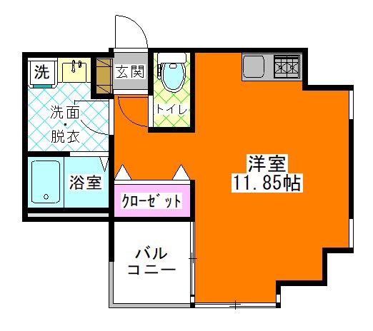 ベルクレスト(ワンルーム/2階)の間取り写真
