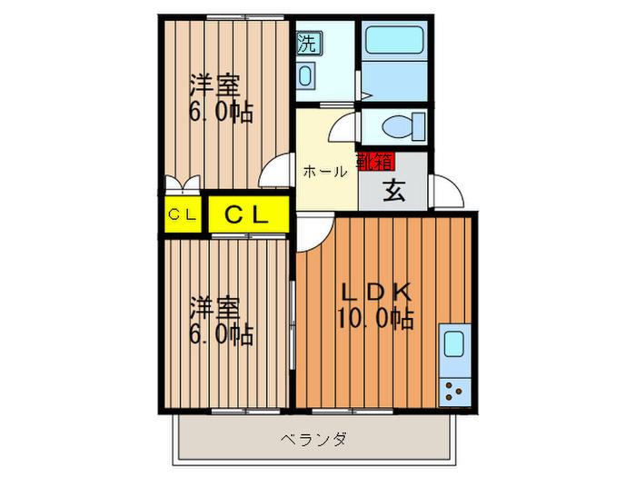 ローレルハイツ(2LDK/2階)の間取り写真