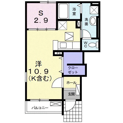 フェリーチェルーナ(1LDK/1階)の間取り写真