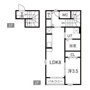 東北新幹線 古川駅 徒歩19分 2階建 築1年(1LDK/2階)の間取り写真