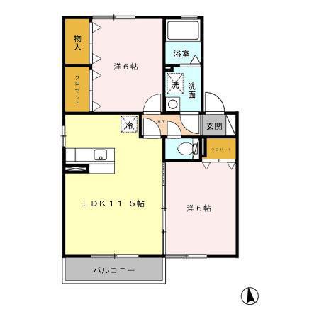 ルミエール神宮2(2LDK/2階)の間取り写真
