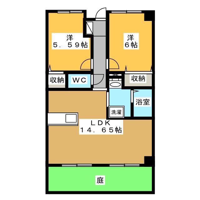 ベルウッドマンション(2LDK/1階)の間取り写真