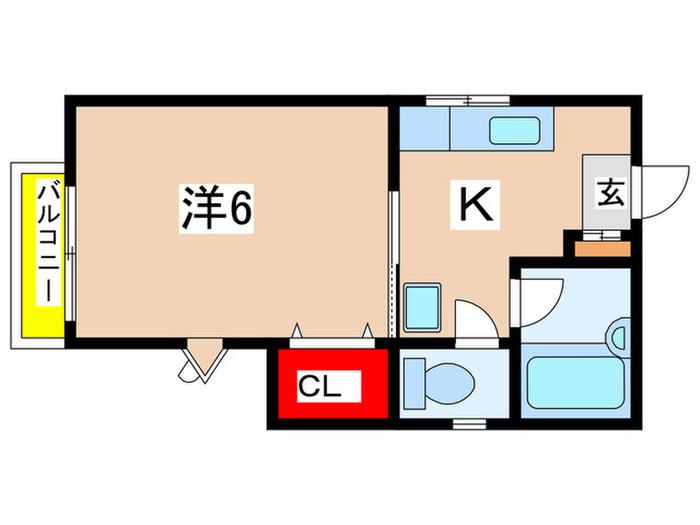 グレイシャス平和台(1K/2階)の間取り写真