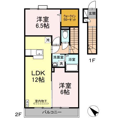 ガーデンホームズ神明(2LDK/2階)の間取り写真