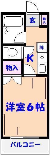 ローズビラⅡ(1K/1階)の間取り写真
