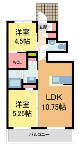 シャーメゾン宝塚中山寺セントリビエ(2LDK/1階)の間取り写真