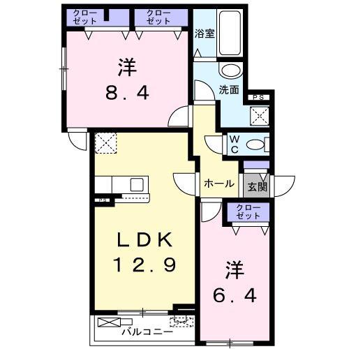 ラ カーサ フェリーチェ(2LDK/3階)の間取り写真