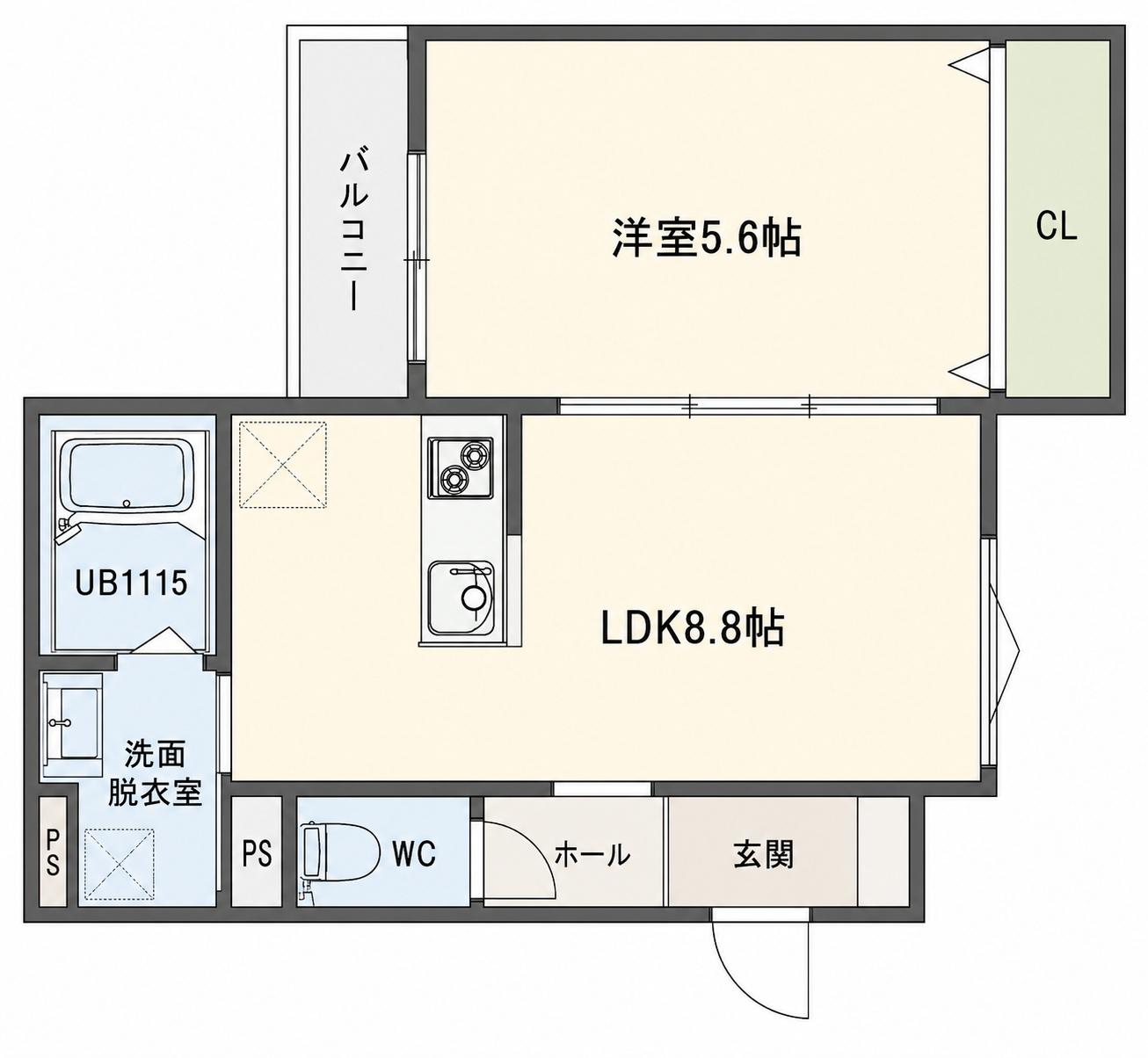 GRAND VERDE(1LDK/2階)の間取り写真