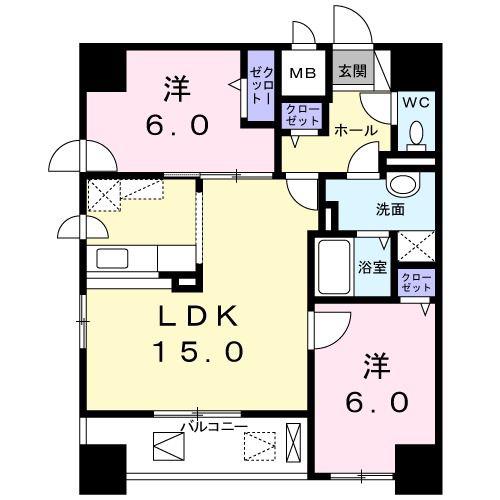 リーベン219(2LDK/6階)の間取り写真
