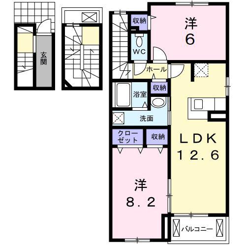 ネオコート E(2LDK/3階)の間取り写真