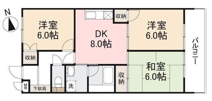 リバーサイド茜(3DK/2階)の間取り写真
