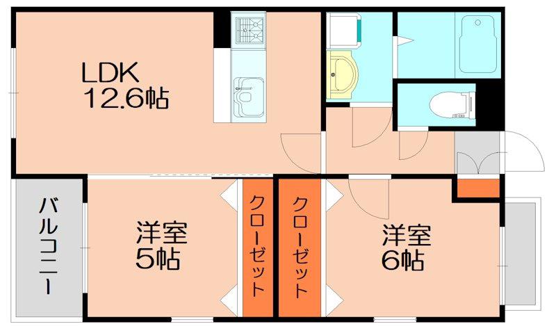 プレステージ内橋(2LDK/4階)の間取り写真