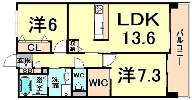 アイエフコート甲子園(2LDK/4階)の間取り写真