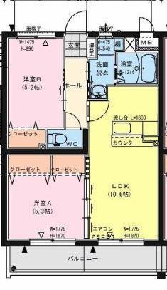 HAYATE・JAPAN(2LDK/3階)の間取り写真