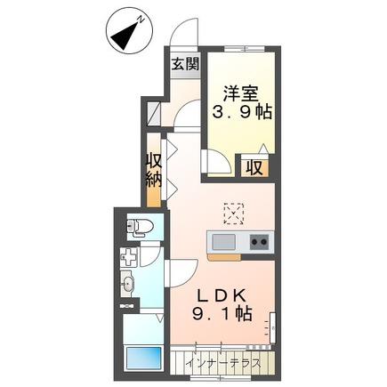 グレイスリー(1LDK/1階)の間取り写真